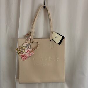 NWT Ted Baker London The Icon Off-White Tote with Floral Card Holder Pouch…